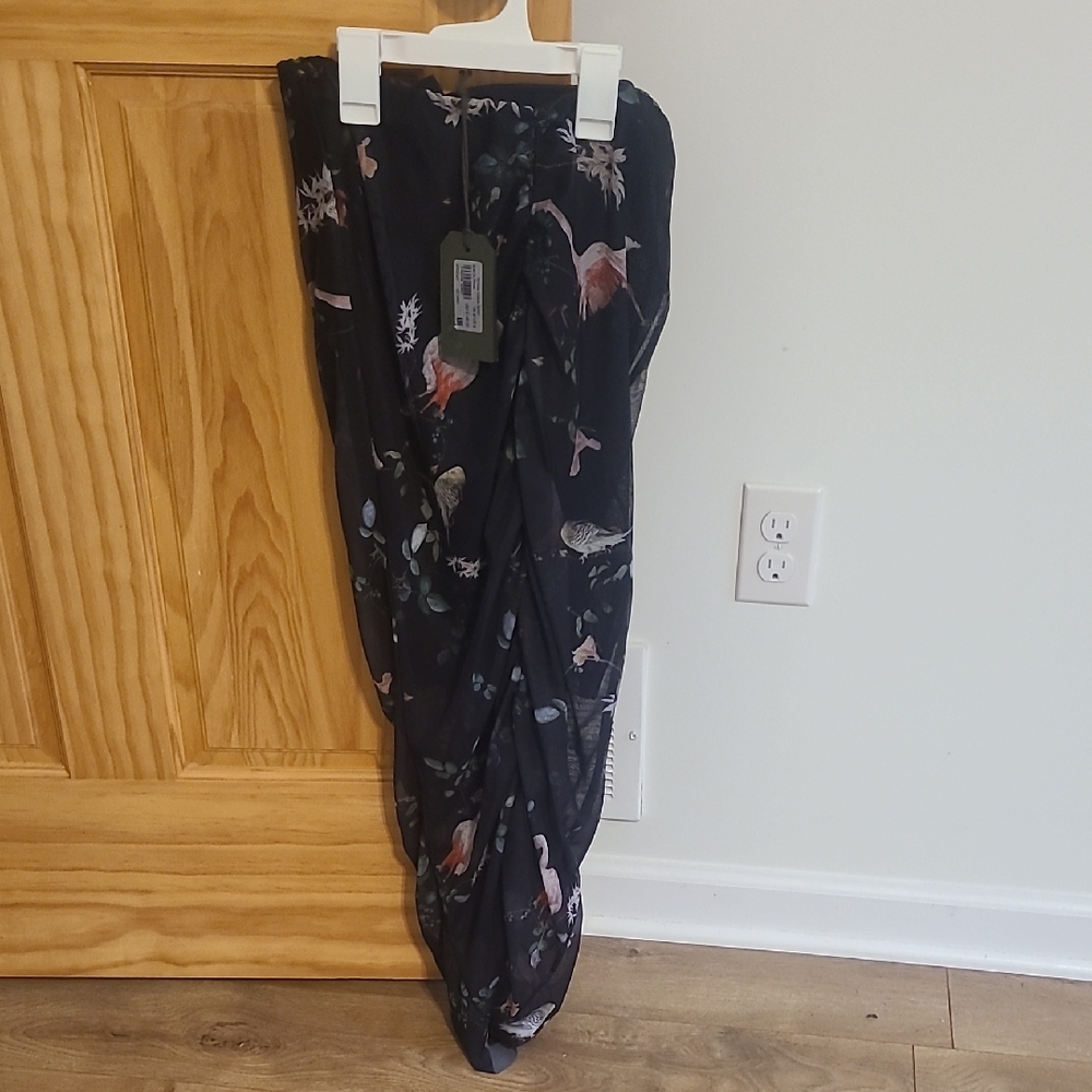 All Saints Black Midi Wrap Skirt